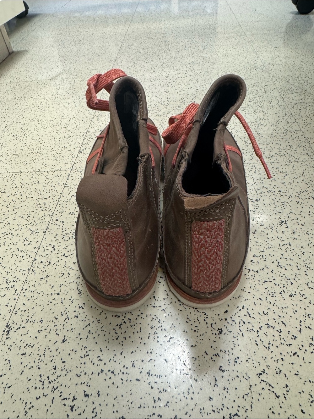 Chaco Brown Ankle Lace-Up Boots with Coral Laces - Picture 3 of 5